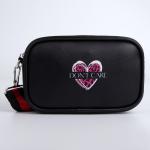 Сумка детская для девочки Don't care, искусственная кожа, на ремешке, черная, 18?11?6 см