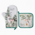 Кухонный набор «Этель. Лесная сказка»: варежка-прихватка 20?28 см, прихватка 19?19 см, 100% хлопок