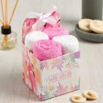 Салфетки махровые декоративные «Этель» Tropic, 4 шт., 30?30 см, хлопок 100%, розовые/белые