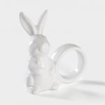 Кольцо для салфеток Доляна «Зайка», 9.1?4.3?10.5 см, доломит, белое