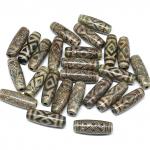 Бусина Дзи "Бриллиант" из агата  бочонок 10*30мм, цвет зеленый, 1 бусина