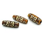 Бусина Дзи "Вены Дракона" из агата матового бочонок 10*30мм, 1 бусина