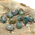 Бусина "Конь Тассо" из агата тибетского бочонок 10*14мм, цвет зеленый, 1 бусина