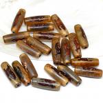 Бусина "Конь Тассо" из агата тибетского бочонок 10*30мм, цвет кофейный, 1 бусина