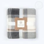 Плед флисовый "Клетка" сливки-серый