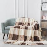 Плед флисовый "Клетка" бежевый-коричневый