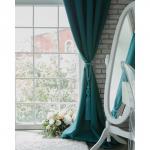 Штора блэкаут портьерная «Этель», размер 270?300 см, цвет изумрудный