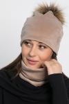 Комплект шапка с помпоном и снуд (бежевый) ШПС21-23М