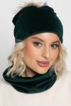Комплект шапка с помпоном и снуд (зеленый) ШПС20-23М