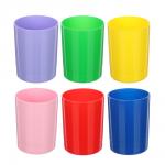 Подставка-стакан для ручек и карандашей, пластик, ассорти 6 цветов