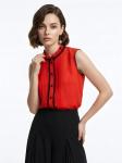 Блузка без рукавов с отделкой из тесьмы OD-973-3 красный