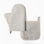 Кухонный набор «Этель» Straightforward: варежка 20?28 см, прихватка 19?19 см, лен 100%,180 г/м?