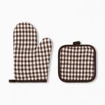 Кухонный набор «Этель. Мозаика»: прихватка, варежка-прихватка, коричневый