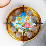 Подставка для яиц пасхальная «Дети - Ангелы», d=19.5 см, 8 ячеек, дерево, разноцветная