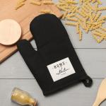 Варежка - прихватка Этель HOME, 26?16 см, 50% хлопок, 50% лен, чёрная