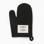 Варежка - прихватка Этель HOME, 26?16 см, 50% хлопок, 50% лен, чёрная