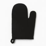 Варежка - прихватка Этель HOME, 26?16 см, 50% хлопок, 50% лен, чёрная