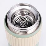 Термокружка TAKE IT EASY New design, 400 мл, сохраняет тепло 12 ч, термометр, сито, нержавеющая сталь, зелёный