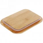 Контейнер стеклянный 600мл Хай-Тек прямоугольный с бамбуковой крышкой