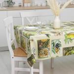 Клеёнка на стол Доляна «Оливки», на тканевой основе, рулон 20 м, ширина 137 см, общая толщина 0.22 мм, зелёная