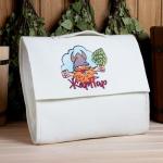 Набор для бани и сауны «Жар-пар», полиэфир, шерсть, 5 предметов: портфель, шапка, рукавица, коврик, мочалка, «Добропаровъ»