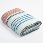 Полотенце банное вафельное «Этель» Waffle 70?140 см, 100% хлопок, 280 г/м?, коричневый/голубой