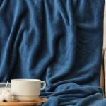 Плед «Этель», 150?200 см, корал-флис, тёмно-синий