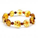 Браслет из янтаря круг 14мм цвет медовый