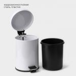 Ведро мусорное с педалью Stolz, 3 л, нержавеющая сталь, белое