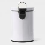 Ведро мусорное с педалью Stolz, 3 л, нержавеющая сталь, белое