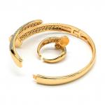 Браслет гвоздь в комплекте с кольцом фианиты цв.голубой, 16см