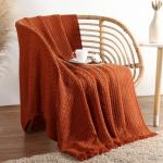 Плед «Этель» Relief, 130?170 см, 100% акрил, цвет терракотовый