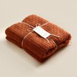 Плед «Этель» Relief, 130?170 см, 100% акрил, цвет терракотовый