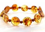 Браслет из янтаря круг 14мм цвет коньячный