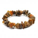 Браслет из натурального янтаря крошка цв.зеленый, коньячный