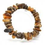 Браслет из натурального янтаря крошка цв.зеленый, коньячный