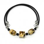 Браслет женский с янтарем мозаика кубик 10мм цв.молочно-зеленый, 18см