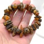 Браслет из природного янтаря крошка цв.коньячный, зеленый