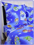 Детское постельное белье бязь Космолетики вид 2 синий