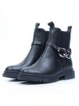 01-5267-1 BLACK Ботинки демисезонные (натуральная кожа, байка)