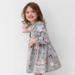 Платье для девочки KAFTAN «Зверята» с воротником, серое, рост 122-128 см