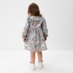 Платье для девочки KAFTAN «Зверята» с воротником, серое, рост 122-128 см