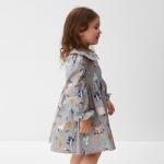 Платье для девочки KAFTAN «Зверята» с воротником, серое, рост 110-116 см