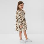 Платье для девочки KAFTAN: Leo love с рукавами, бежевое, рост 98-104 см