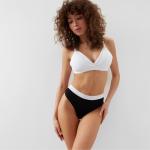 Трусы женские бразильяно MINAKU в рубчик, набор 3 шт., размер 40-42, белые, серые, чёрные