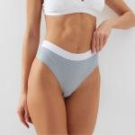 Трусы женские бразильяно MINAKU в рубчик, набор 3 шт., размер 48-50, белые, серые, чёрные