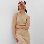 Платье вязаное миди женское MINAKU: Knitwear collection, бежевое, размер 46