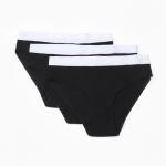 Трусы женские слипы MINAKU в рубчик, набор 3 шт., размер 48-50, чёрные