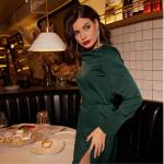 Платье мини женское MINAKU: Silk pleasure, зелёное, размер 48