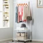 Вешалка гардеробная напольная на колёсах с полкой ПЕРФЕКТХАУС, цвет белый, нагрузка 15кг и 5кг на полку, 55*42*160см